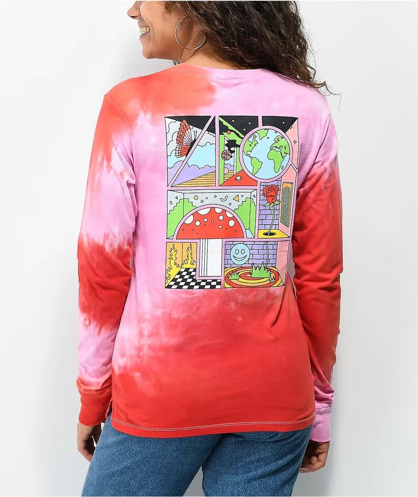 Pink tie dye top long sleeve shirt