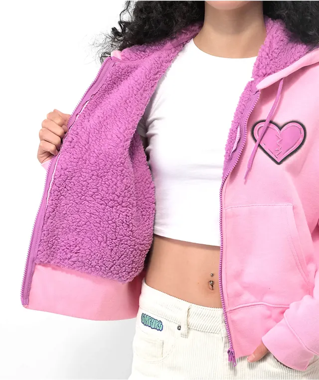 A Lab Aurora Pink Sherpa Crop Hoodie CoolSprings Galleria