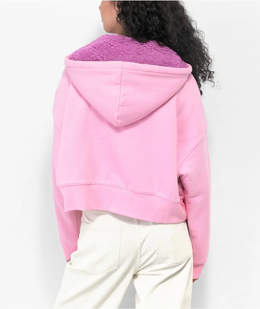 A Lab Aurora Pink Sherpa Crop Hoodie Coquitlam Centre