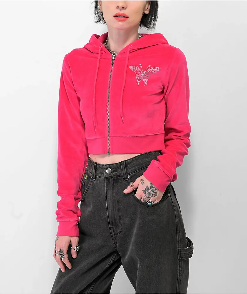 Pink crop sale zip hoodie