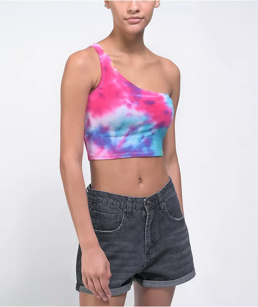 One shoulder crop tank top cheap