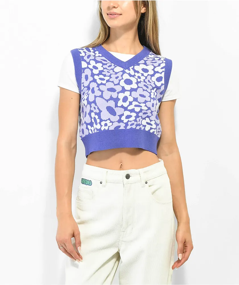 Purple crop outlet sweater