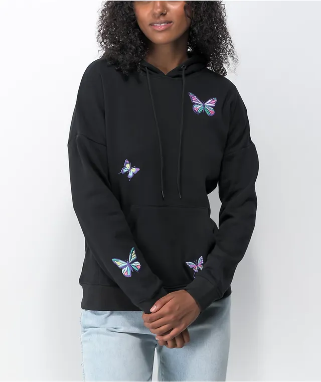 Butterfly black hoodie cheap