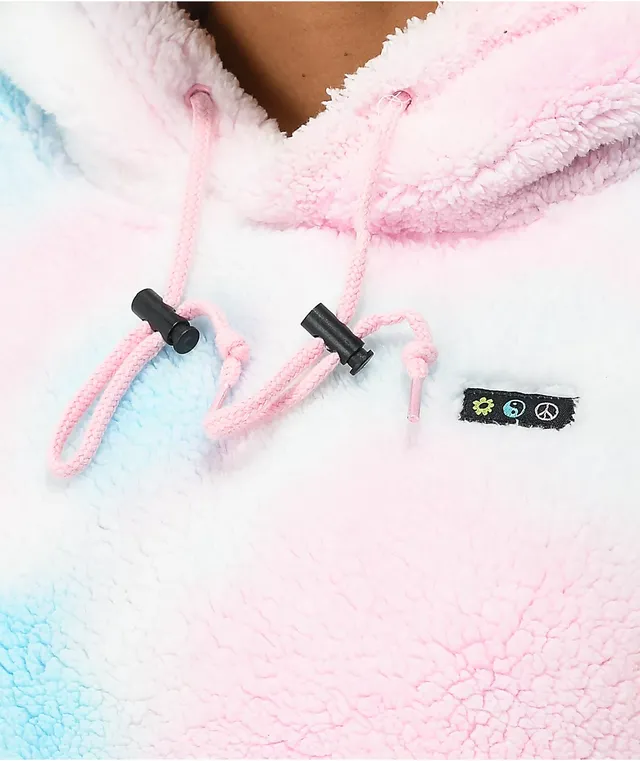A Lab Kendallie Cotton Candy Tie Dye Crop Sherpa Hoodie Hamilton