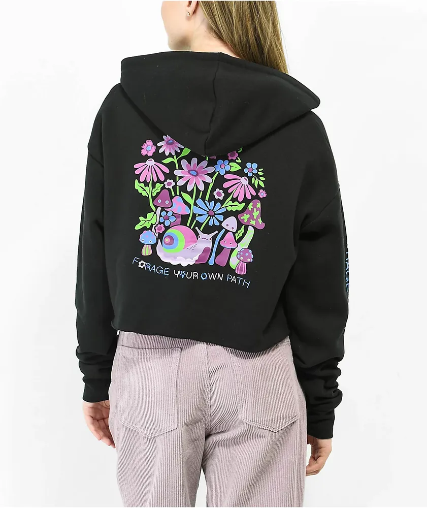 A Lab Zaira Forage Black Crop Hoodie Shop Midtown