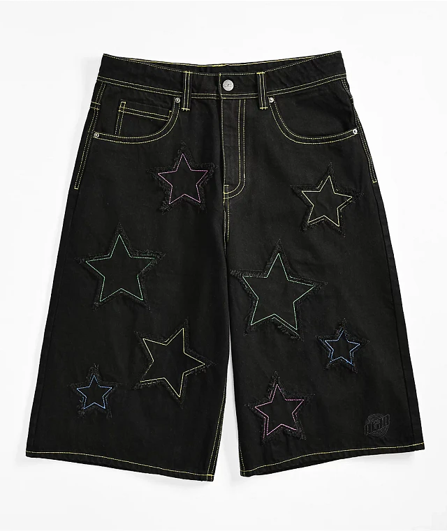 ★LUVISTRUE★IM DENIM STAR PATCH SHORTS(BLACK)★正規品/人気 TRF CURVED HIGH-WAIST DENIM SHORTS - Black | ZARA New Zealand