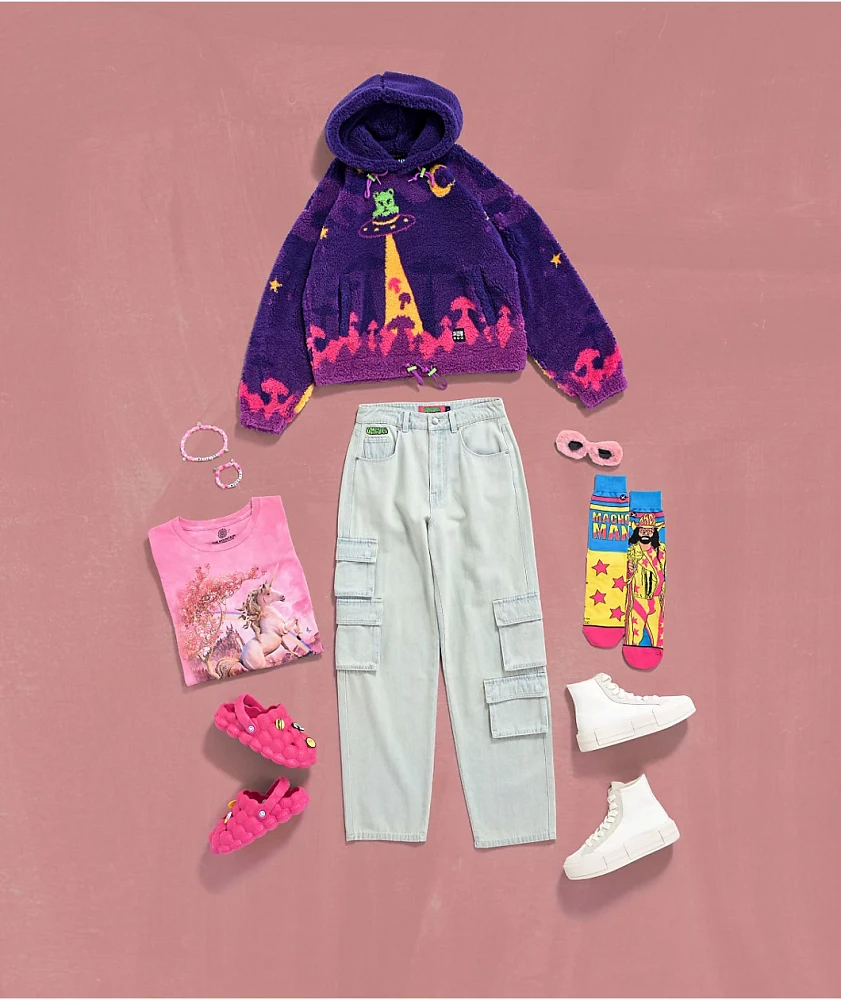 A.LAB Kadley Alien Shroomscape Purple Sherpa Hoodie | Dulles Town