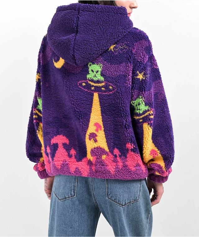 A.LAB Kadley Alien Shroomscape Purple Sherpa Hoodie at Foxvalley