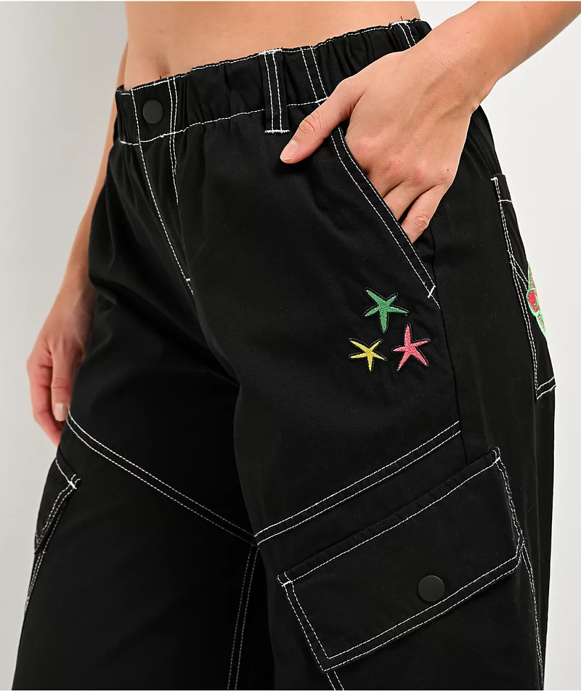 A.LAB Leo Y2K Rave Black Wide Leg Cargo Pants at Hamilton