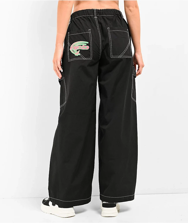 お*元様 racing rave pants y2k あおば着用似 ポーカーズ A.LAB Leo Y2K Rave Black Wide Leg Cargo Pants at Foxvalley Mall in