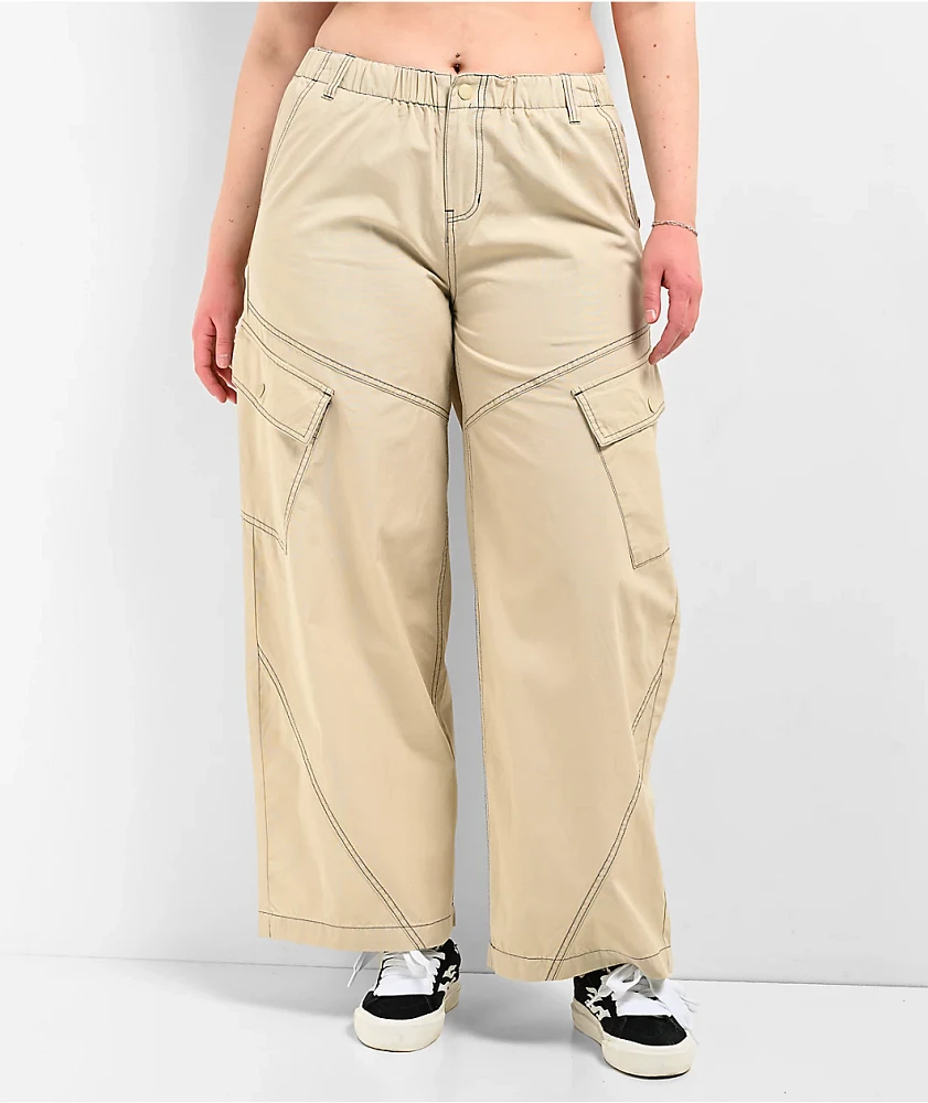 A.LAB Leo Y2K Rave Natural Wide Leg Cargo Pants | Liberty Center