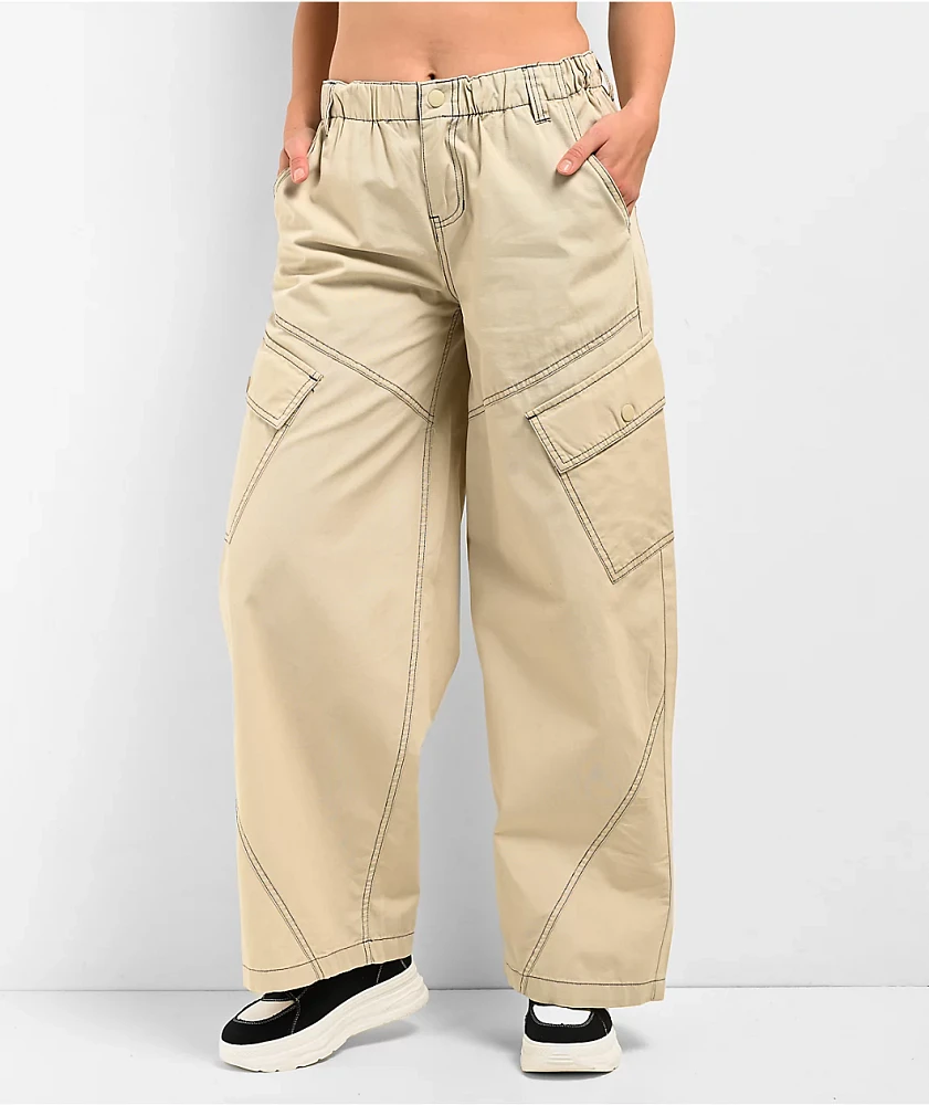 A.LAB Leo Y2K Rave Natural Wide Leg Cargo Pants | Liberty Center