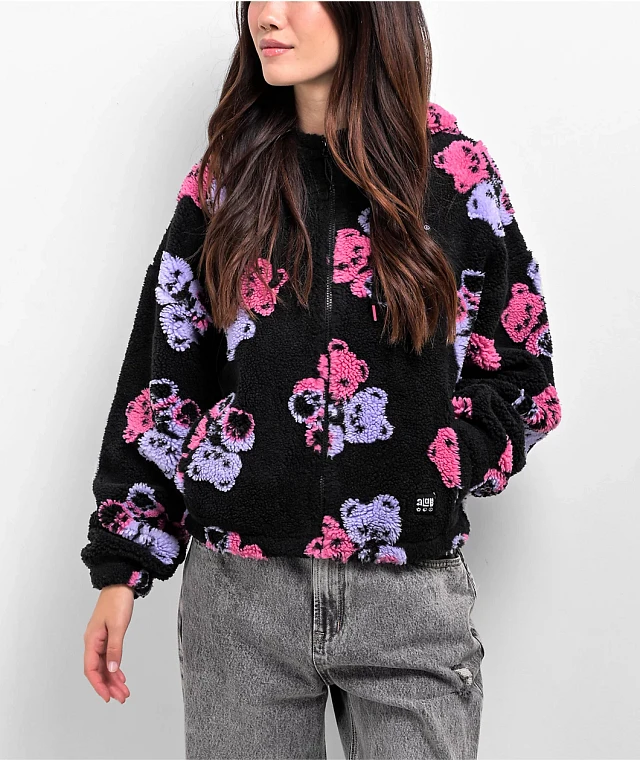 A.LAB Lydia Twin Teddy Black Zip Hoodie | MainPlace Mall