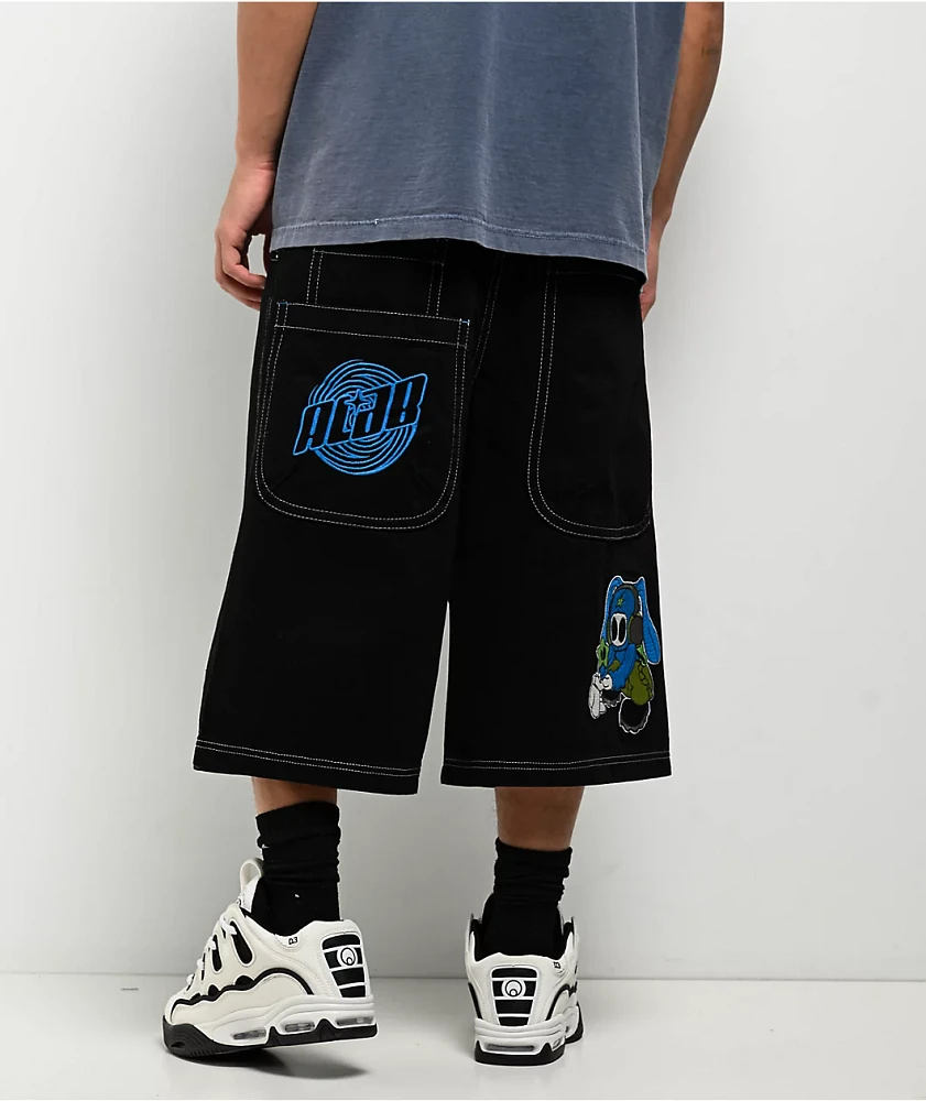 A.LAB Mega Rave Black Denim Shorts | Arden Fair
