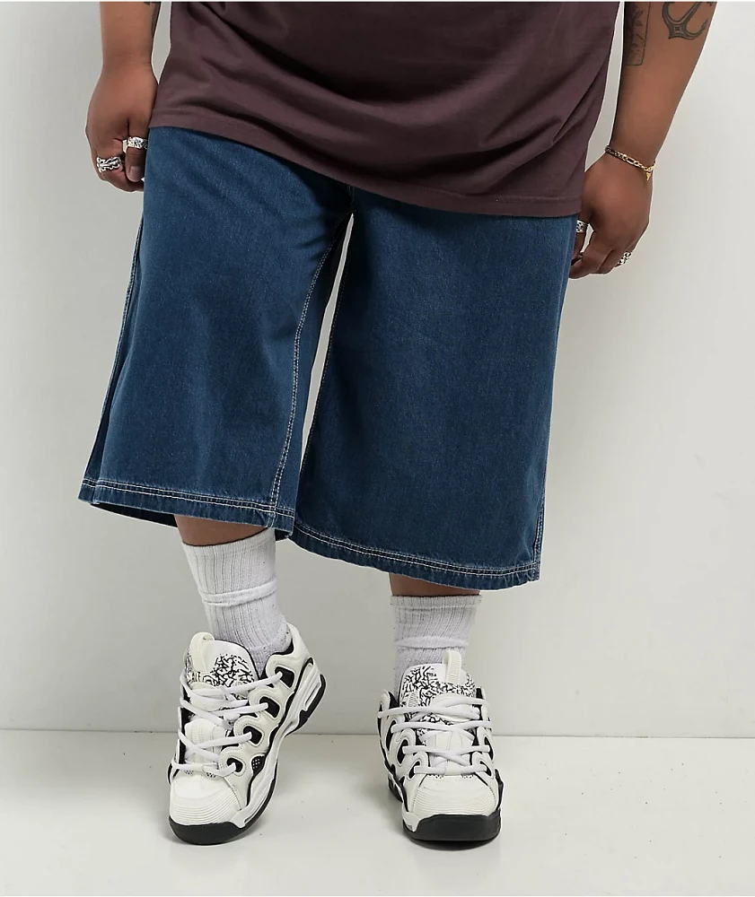 A.LAB Mega Rave Dark Blue Denim Skate Shorts | MainPlace Mall