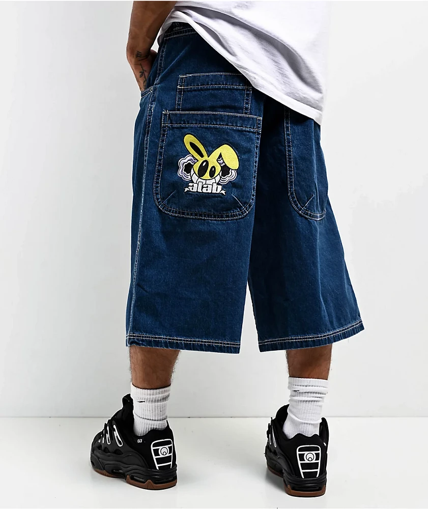 A.LAB Mega Rave Dark Blue Denim Skate Shorts | Arden Fair