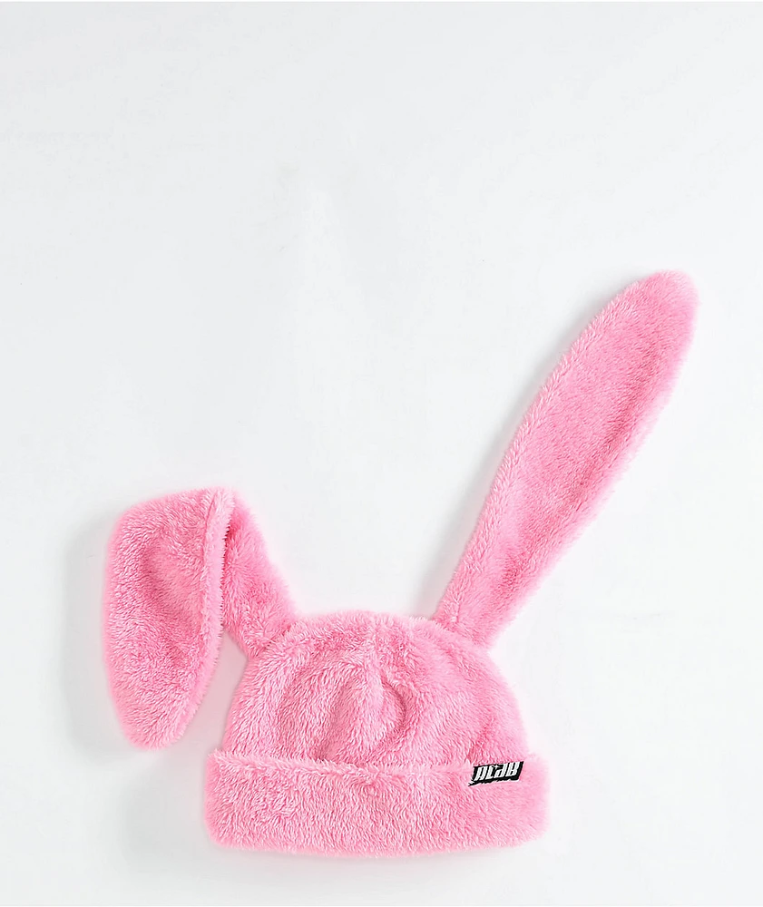 A.LAB Pink Plush Bunny Beanie | MainPlace Mall