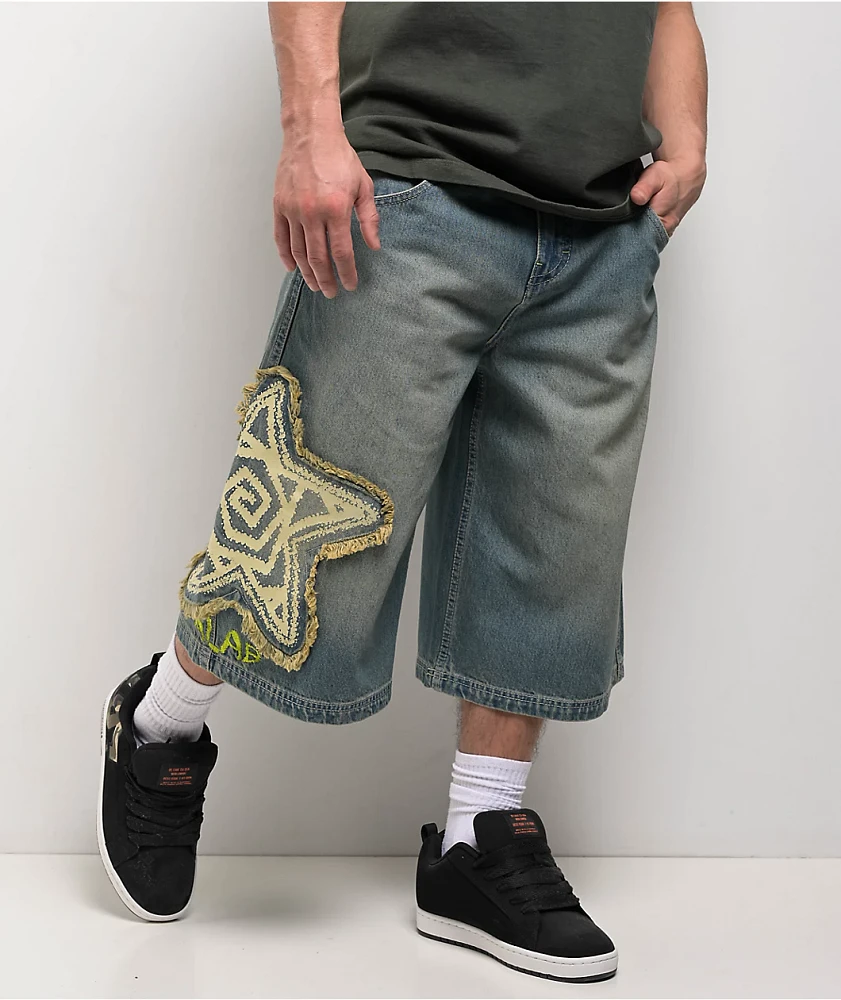 A.LAB Star Blue Wash Mega Rave Shorts | Arden Fair