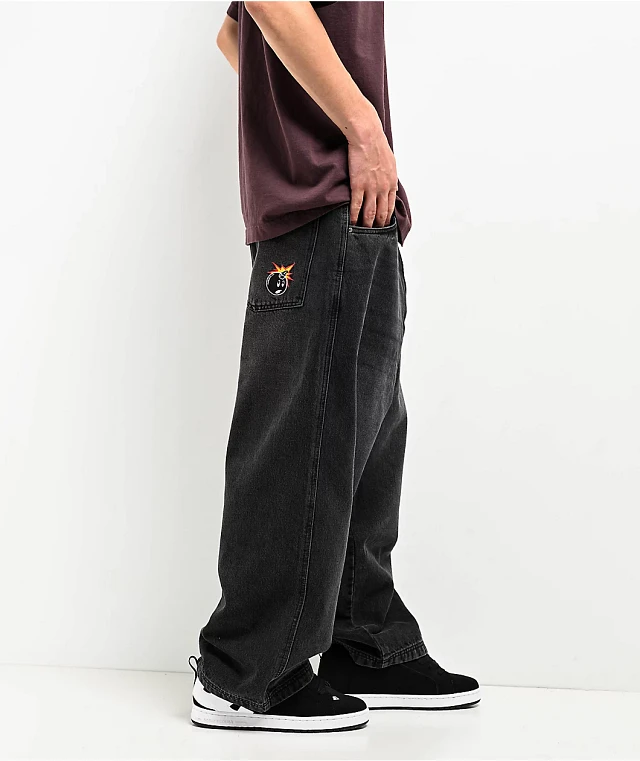 Adam Bomb Baggy Washed Black Denim Jeans | Shop Midtown