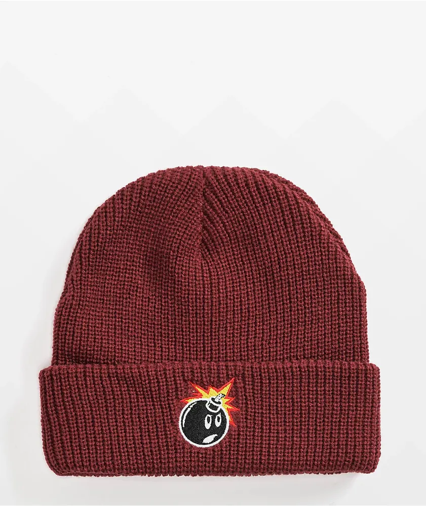 帽子 Almighty I| Beanie Bomb4urpull Adam Bomb Burgundy Beanie | Liberty Center