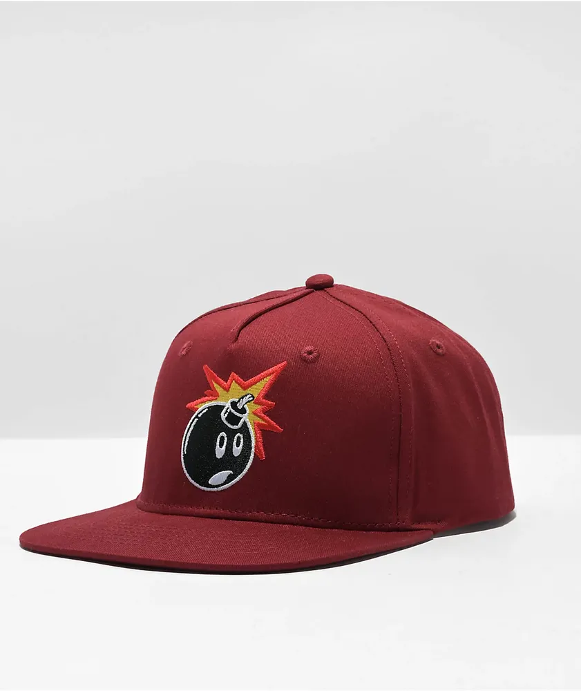Burgundy strapback hat online