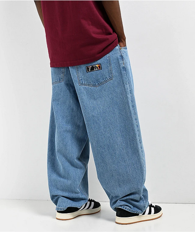Stitched (Blue) AAKAM パンツ Denim Baggy Pants