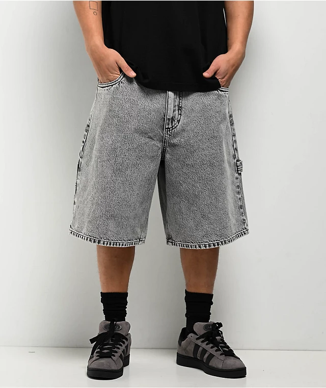 Adam Bomb Utility Grey Wash Baggy Carpenter Shorts