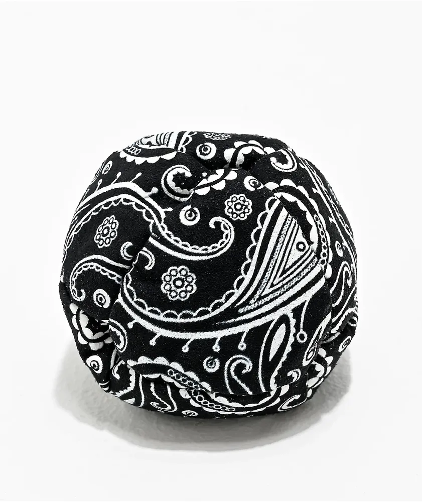 小物 AT LAST BANDANA Adventure Imports Bandana Paisley Print Black Hacky Sack