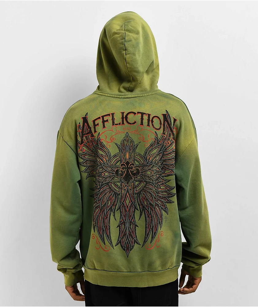 Affliction Absolution Vintage Green Potassium Wash Hoodie