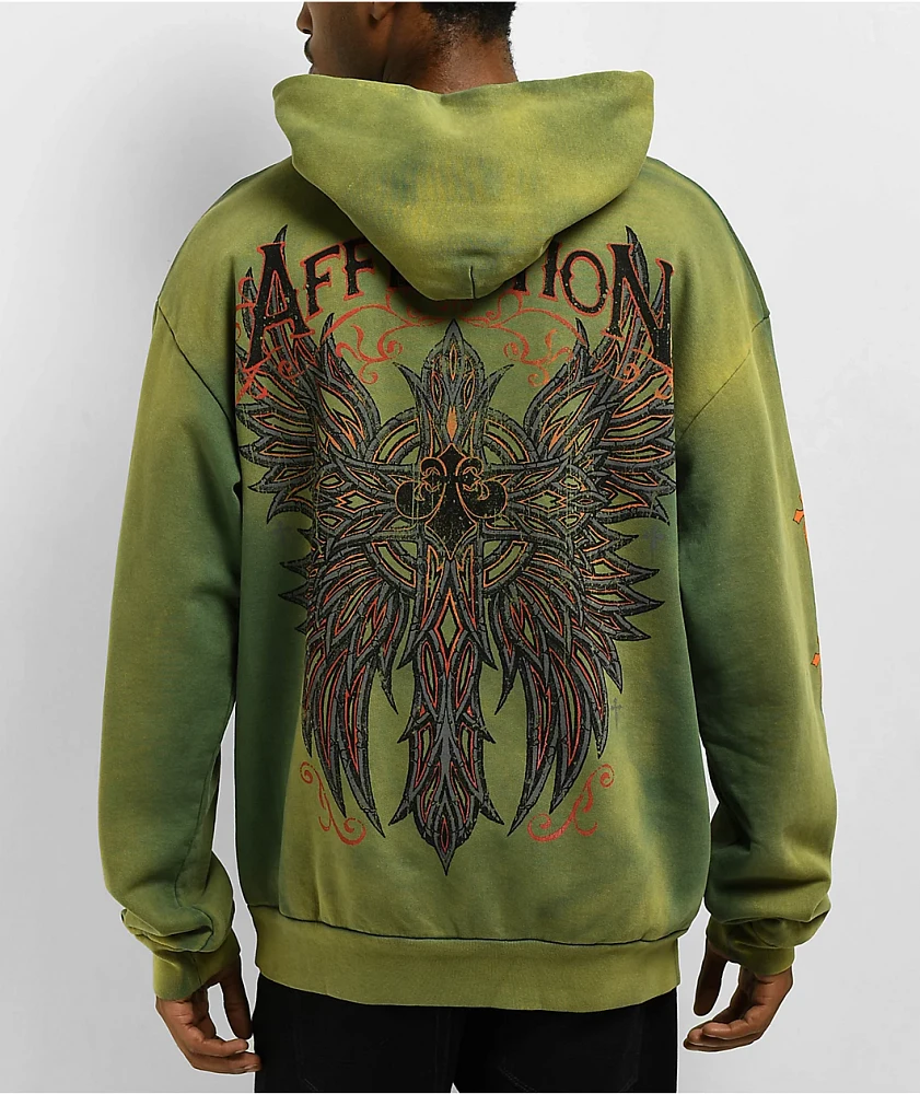 Affliction Absolution Vintage Green Potassium Wash Hoodie