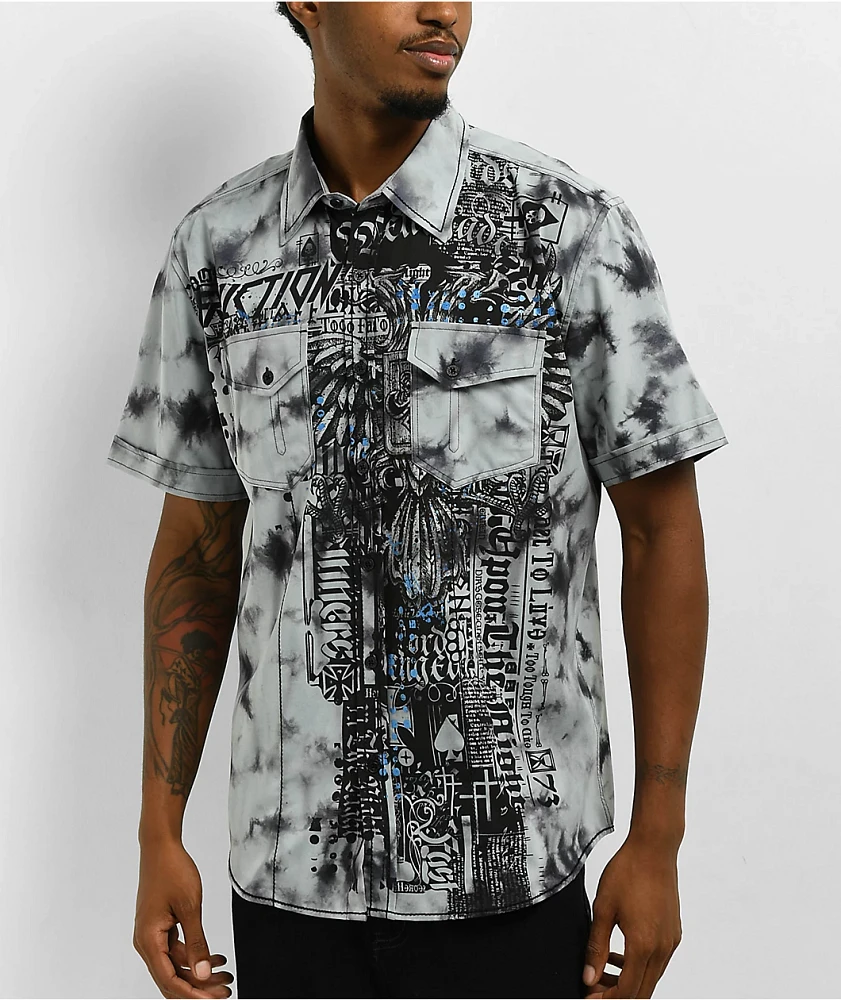 Affliction Blackpool Crust Charcoal Wash Short Sleeve Button Up