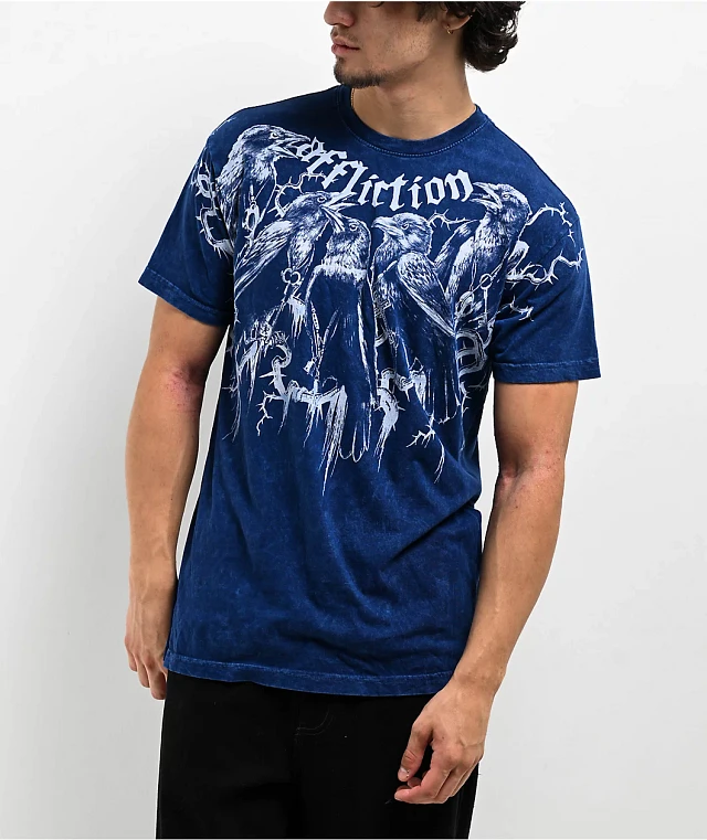 Affliction Crows Navy T-Shirt | Liberty Center