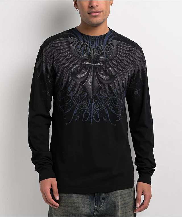 Affliction Angels Black Long Sleeve T-Shirt | Arden Fair