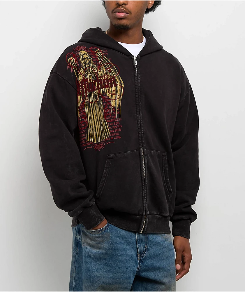 Affliction Prayer Black Wash Zip Hoodie | Arden Fair