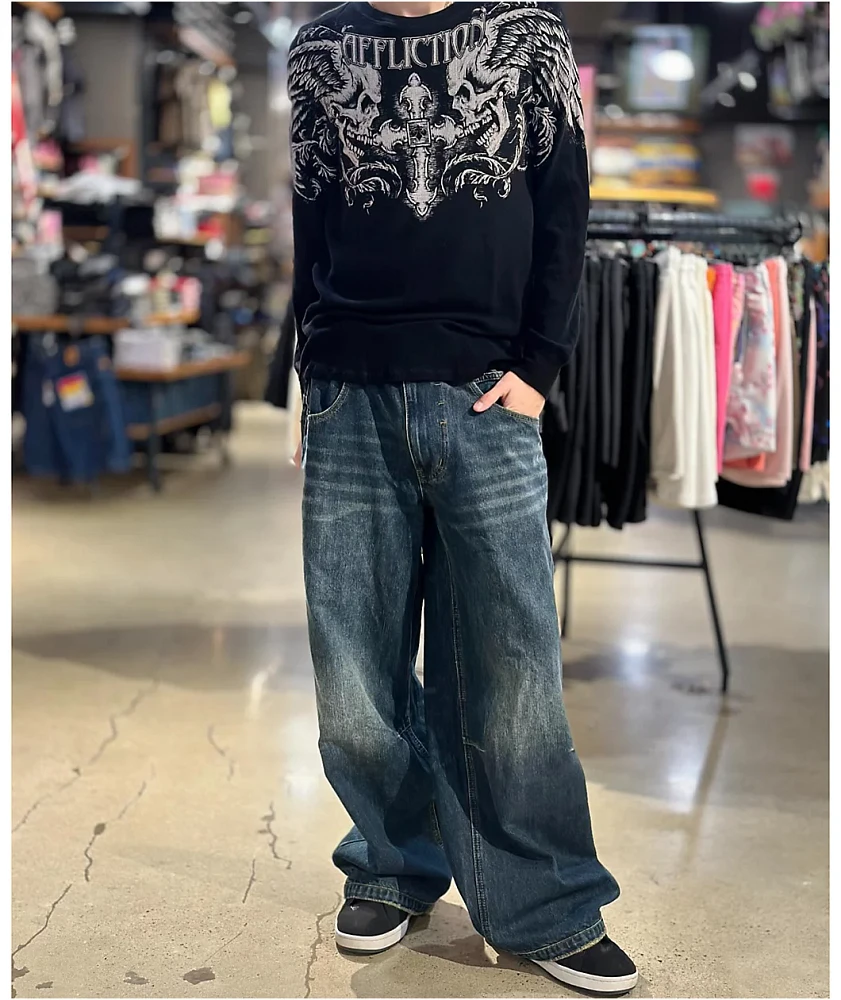 Affliction Winged Up Black Thermal Long Sleeve T-Shirt | Liberty