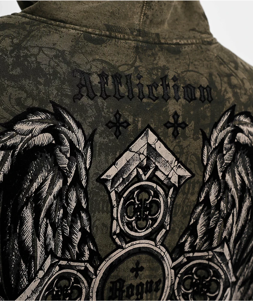 Affliction x Rogue Crosses Dark Brown Zip Hoodie | St. Laurent