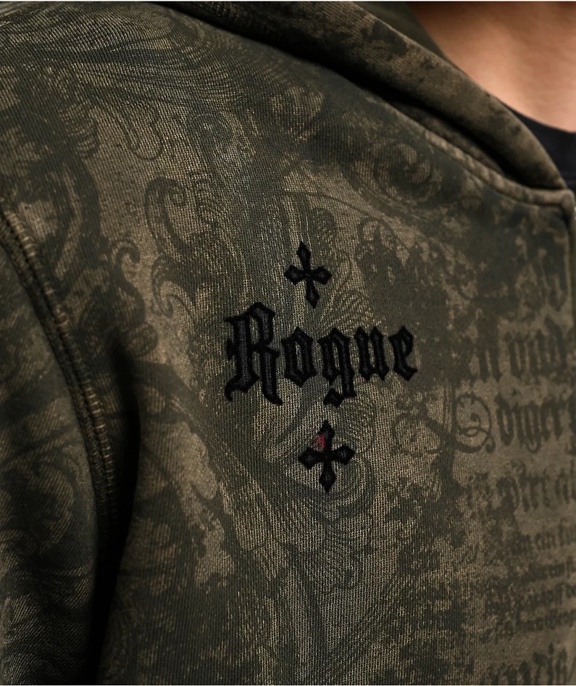 Affliction x Rogue Crosses Dark Brown Zip Hoodie at Hamilton Place