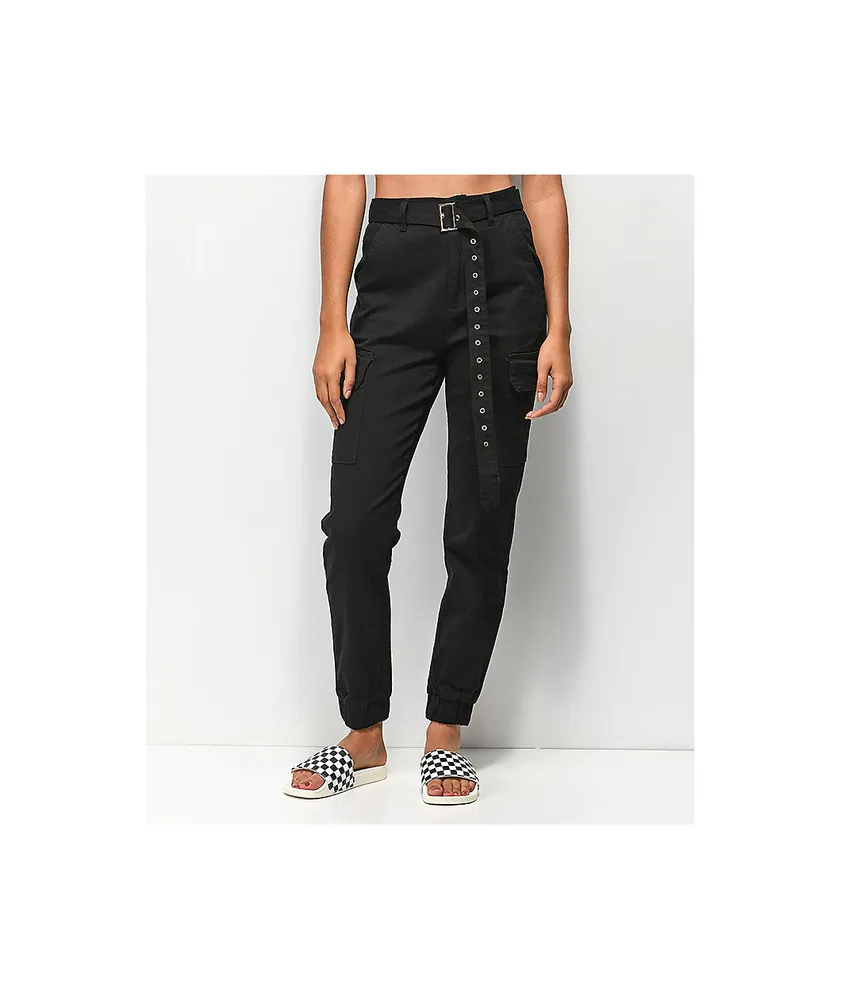 Almost famous belted outlet black cargo pants