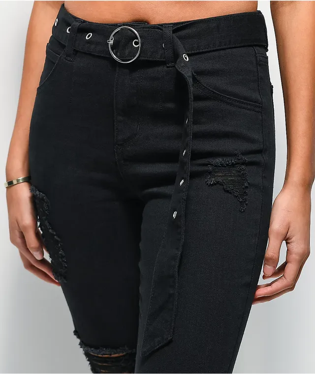 Almost famous belted on sale black cargo pants