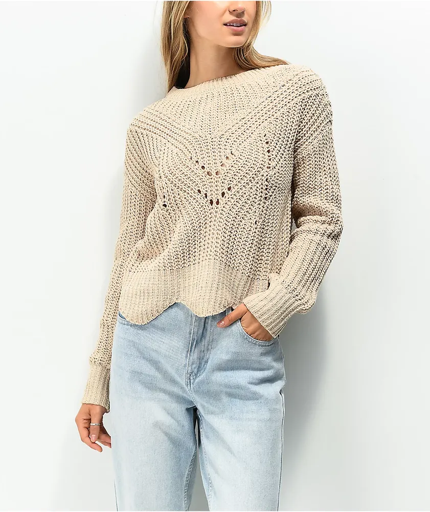 Almost Famous Nude Cable Mix Stitch Sweater CoolSprings Galleria