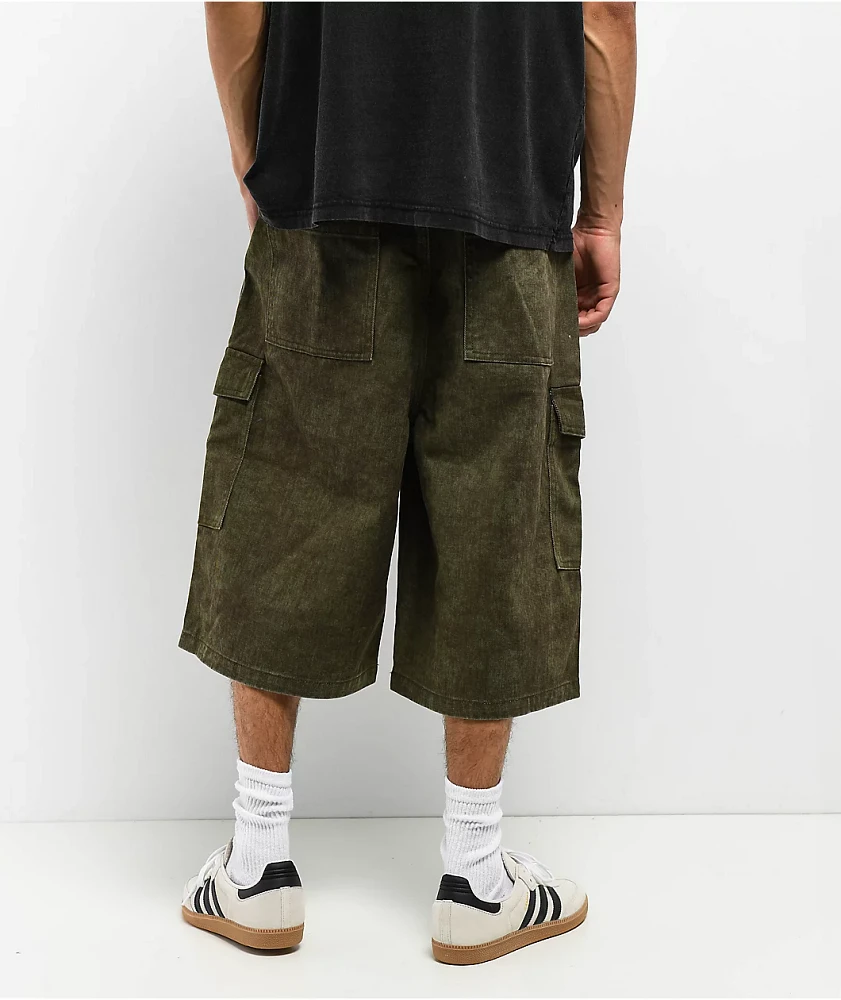 American Stitch Baggy Green Wash Cargo Denim Shorts | Liberty Center