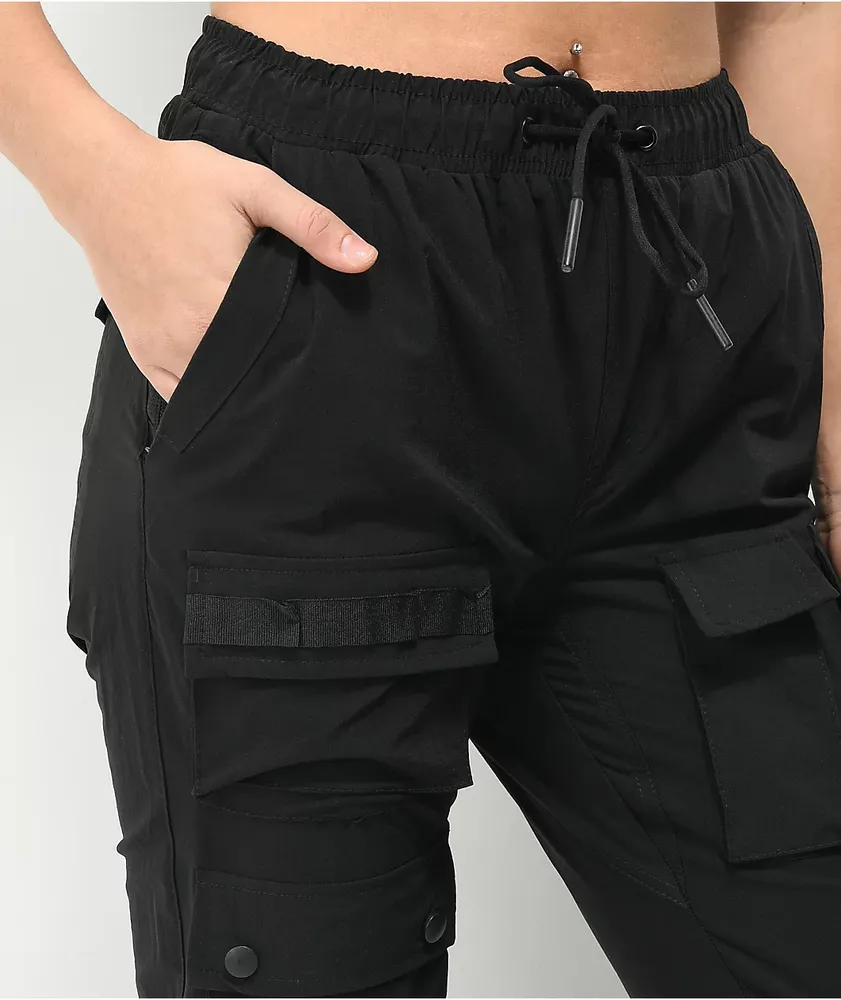American stitch black cargo moto twill bungee jogger pants outlet