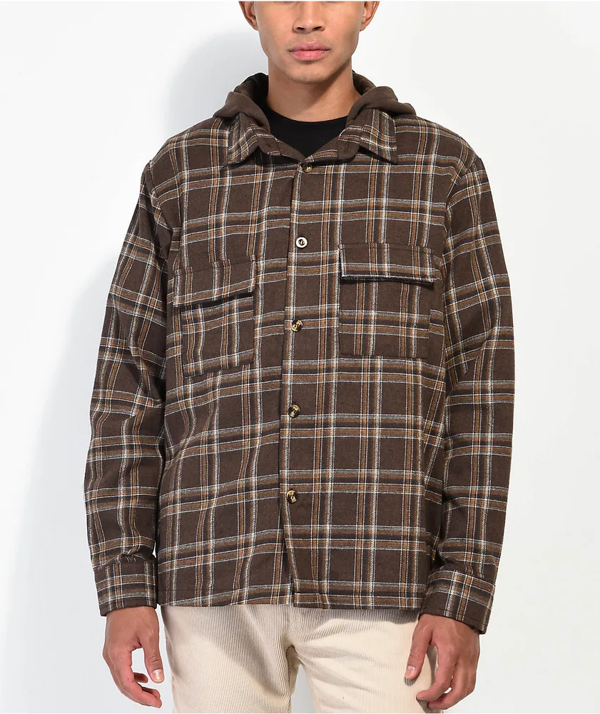 Long sleeve hooded flannel shirt clearance