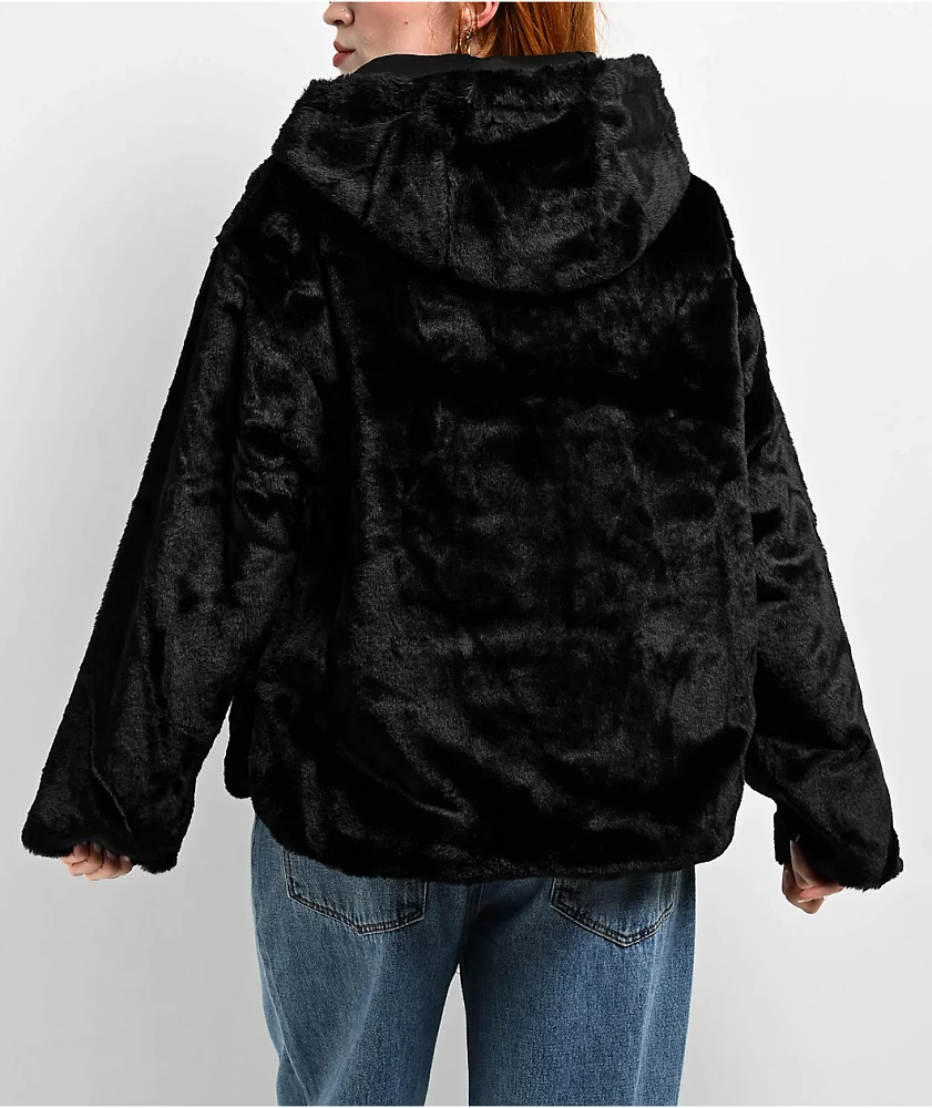 Angel Kiss Black Faux Fur Zip Jacket | Arden Fair
