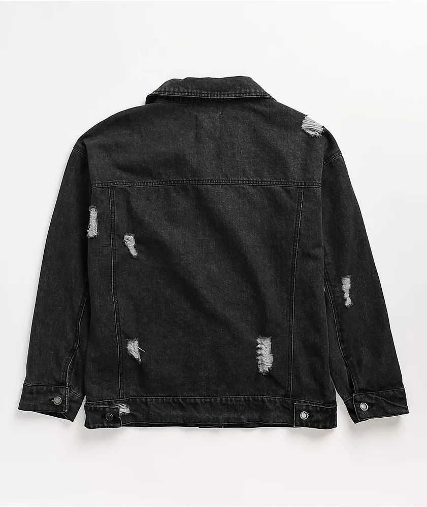 Angel Kiss Distressed Black Denim Jacket Coquitlam Centre