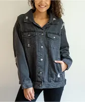 Angel Kiss Distressed Black Denim Jacket Willowbrook Shopping Centre