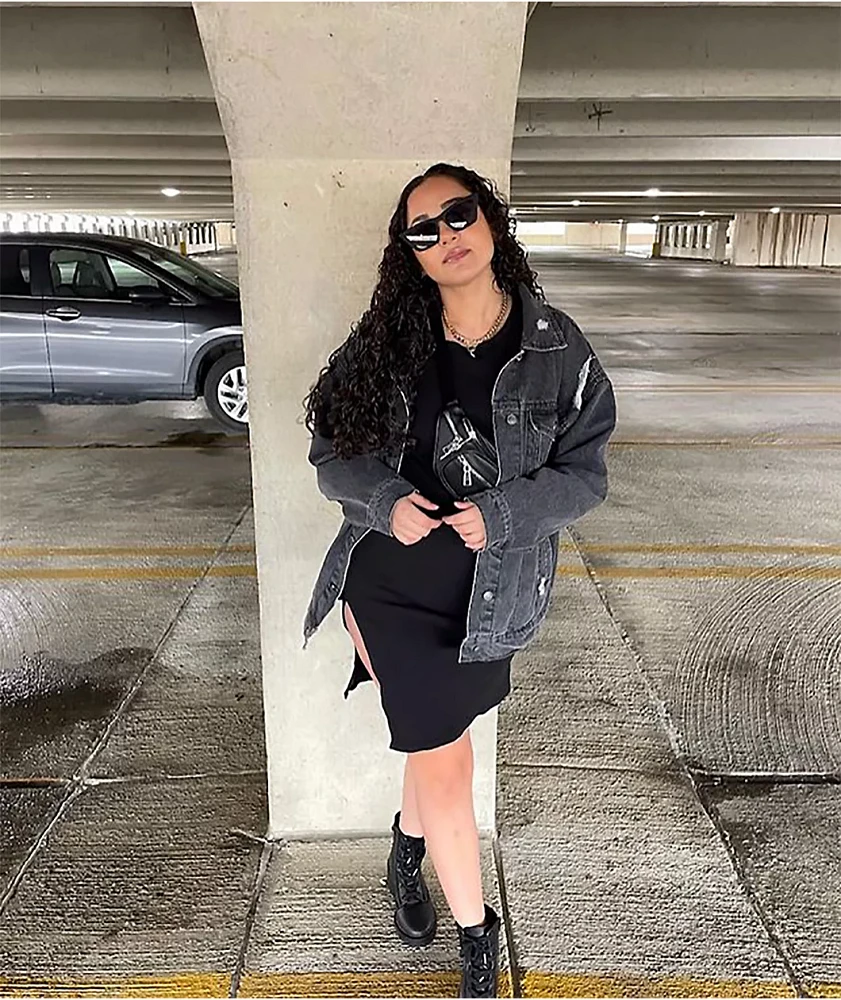 Angel Kiss Distressed Black Denim Jacket | MainPlace Mall