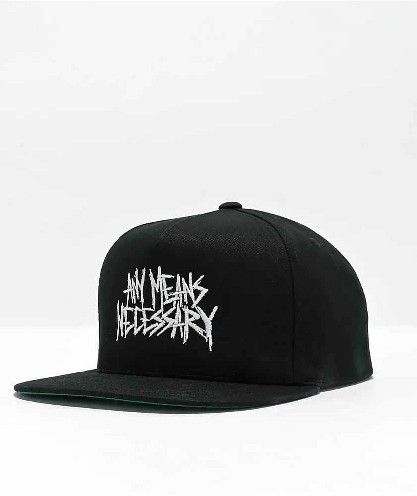 Any Means Necessary Scratchy Black Snapback Hat Pueblo Mall