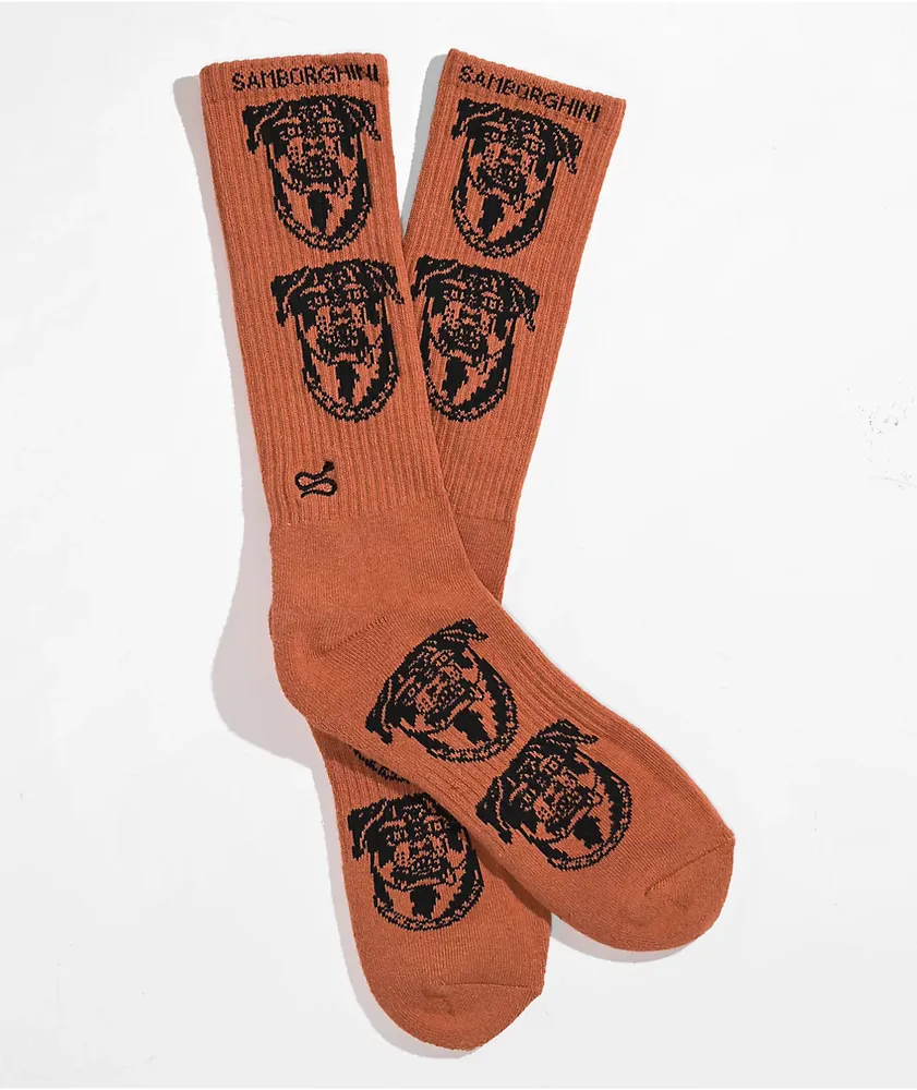 Zumiez Arvin Goods x Samborghini Dog Caramel Brown Crew Socks