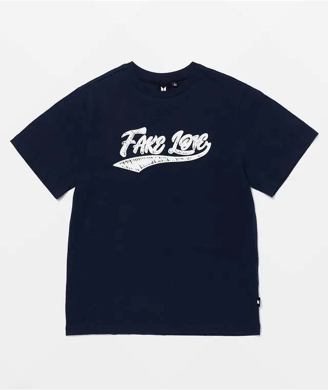 BTS Varsity Fake Love Navy Blue T-Shirt | Arden Fair